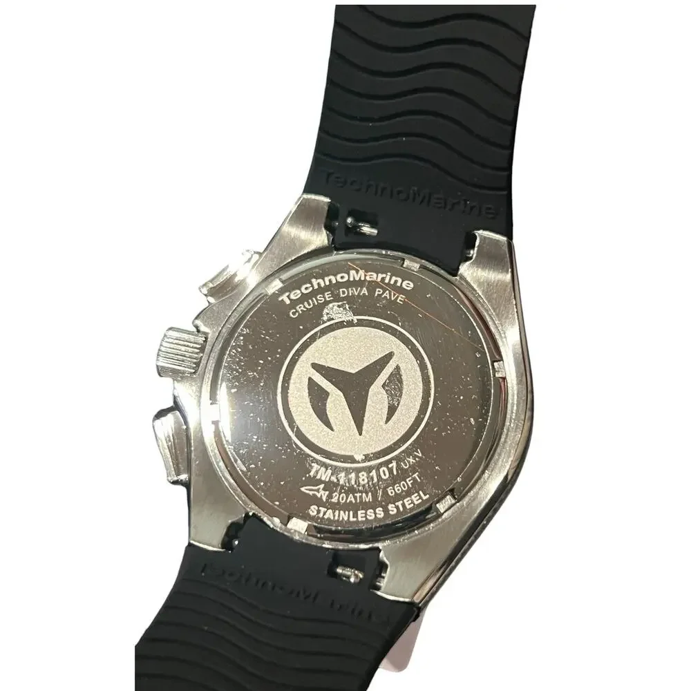 TechnoMarine Cruise Diva Pave watch 45 MM Face Stunning Crystal Details New